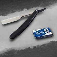 Straight Razors For Men, Black Plastic Handle Beard Shaver Folding Knife With Blades, Straight Edge Razor Barber Beard Razor Shavette Shaving Razor Kit, Manual Shaver Hair Removal Tools, Folding Shaving Knife - Black - View 14