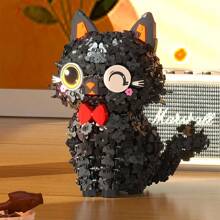 talla grande de 1000 piezas Bloques de construcción con diseños kawaii de gatos negros, animales, mascotas, piezas pequeñas para hacer rompecabezas 3D, artículos de decoración creativa, regalos para cumpleaños, Día de la Madre, Día de San Valentín