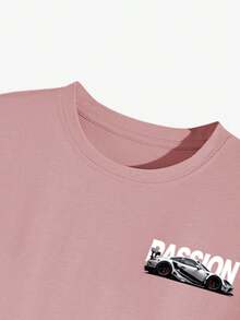 Lonblece 3 件男女通用赛车图案圆领 T 恤，休闲舒适 - 彩色 - 查看 3