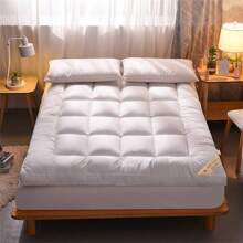 1 Housse de matelas en fibre - Couleur unie, surmatelas moelleux, matelas confortable, printemps, été, automne et hiver quatre saisons confortable - Convient pour la chambre à coucher, l'appartement, la chambre d'hôte, le dortoir
