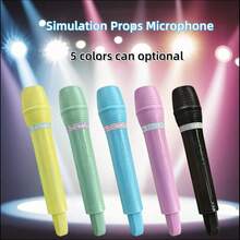 Đạo cụ Micro mô phỏng 5 màu, Đạo cụ Micro bằng nhựa, Phụ kiện đạo cụ trang phục Mic, Micro giả cho Karaoke, Trang trí tiệc tại nhà, Đồ trang trí sân khấu - Nhiều màu sắc có sẵn - Xem 1