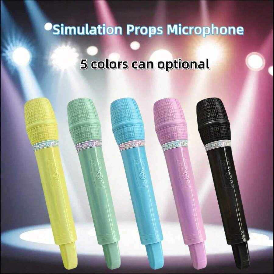 Đạo cụ Micro mô phỏng 5 màu, Đạo cụ Micro bằng nhựa, Phụ kiện đạo cụ trang phục Mic, Micro giả cho Karaoke, Trang trí tiệc tại nhà, Đồ trang trí sân khấu - Nhiều màu sắc có sẵn - Xem 1
