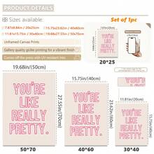 1幅装裱帆布墙画，“你真美”海报，现代风格，粉色浴室装饰，少女风墙面装饰，浴室墙画，可爱浴室装饰，家居装饰，房间装饰，少女风墙画，送给女孩的礼物