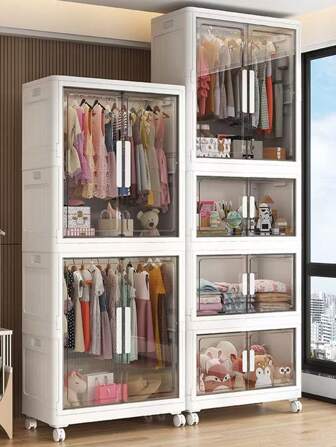 5/4/3/2/1 Layer No Installation Folding Storage Cabinet, Home Use Baby Clothes Wardrobe, Thickened Kids Clothing & Toy Plastic Organizer