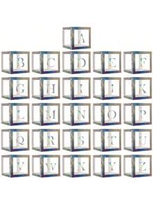 Babykisten mit Buchstaben für Baby-Shower, Baby-Shower Dekorationen für Jungen oder Mädchen, 1 Stück Buchstaben Kiste/BABY Buchstaben transparente Ballon Kisten klare Blöcke für Geburtstagsfeiern, Bridal-Shower, Geschlechtsoffenbarung (Silbrig) Baby-Shower Familiendekoration Geschenke 25CM/30CM (ohne Luftballons) - Silber - Übersicht 8