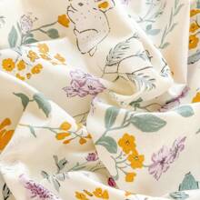 3pcs/Set Minimalist Digital Print Soft & Comfortable Bedding Set, 1 Fitted Sheet + 2 Pillowcases (No Comforter), Romantic Ruffled Elegant & Cozy Bedding Suit For Bedroom, Guest Room, King/Queen/Twin Size, Breathable, All Season, Machine Washable, Elastic Corner Design