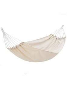 1件装户外白色加厚帆布吊床，带弯杆，单人/双人秋千吊床，防倾倒