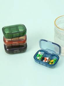 3-Compartment Portable Pill Box, Weekly Medication Storage Case, Dust-Proof Pill Organizer, Suitable For Travel, Office Desk And Home Use - Multicolor - View 2