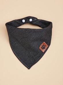 1pc Casual Denim Effect Polyester Pet Bandana, Suitable For Medium/Small Dogs Like Teddy & Poodle, For Outdoor & Indoor Use (Not For Large Breeds)
