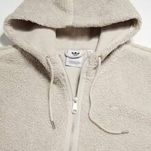 Adidas 三叶草男士冬季休闲连帽羊毛混纺宽松夹克 IM4441 - 卡其色 - 查看 2