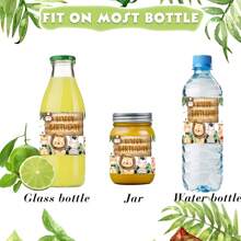 10pcs/20pcs Jungle Animal Theme Water Bottle Labels, Animal Pattern Water Bottle Stickers, Can Be Used For Labeling Beverages, Cans, Cups, Suitable For Birthday, Shower, Engagement, Picnic Party Decorations, Gift Packaging Supplies