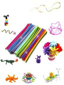 400/100pcs Bulk Pack DIY Pipe Cleaners, Macaron Colors, Random Mixed Including Densely Chenille Stems, Fluffy Rods, Craft Pipe Cleaners, Pipe Cleaner Craft Art & Craft Decor Chenille Stems, Christmas Gift Random Color Chenille Stems, DIY Craft Pipe Cleaners For Bouquets, Headbands, Bracelets, Vibrant Colors And Thickened, Suitable For Valentine's Day, Birthday, Party Gifts - Twister - View 13