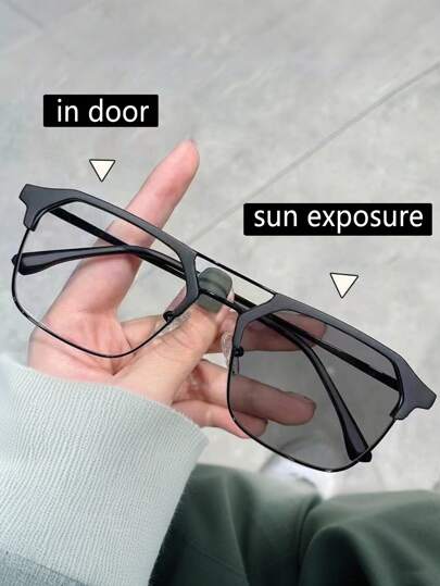 1pc Men And Women Fashion Glasses, Business Style Glasses Frames Men And Women Fashion Glasses, Can Be Used Indoor And Outdoor, Suitable For Driving Fishing Hiking Cycling Running Golf Everyday Use, Multiple Colors Available (Black Glasses, Brown Glasses, Blue Glasses) For Summer Beach Vacation,Outdoor,Travel