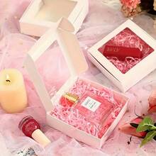 10 caixas de presente de papel kraft multicolorido com janela de exibição, 10,43 x 10,43 x 3,96 cm, janela quadrada de PVC - para lembrancinhas, lanches, biscoitos, artesanato e pequenos negócios - Multicolorido - Ver 9