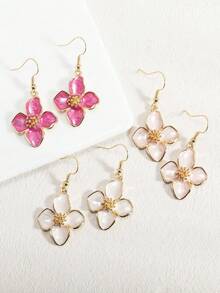 1 Cặp bông tai tráng men 4 cánh, 5 lá, 6 bông hoa cúc thời trang, thanh lịch, sang trọng, ngọt ngào, tối giản, đa năng màu hồng, trắng, đỏ tươi, cam, tím, đỏ, xanh lá cây, thích hợp đeo hàng ngày và ngày lễ vào mùa xuân/hè - trắng - Xem 6