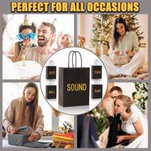 5-Sinne Geschenktüte, passend für Ihn/Sie, beinhaltet 10 Stücke Taschentücher, Papiertüte mit Griff, 5 Sinnes-Geschenkgegenstände, großartig für Valentinstag, Weihnachten, Geburtstag, Hochzeitstag (Schwarz, 21 x 11 x 27 cm)