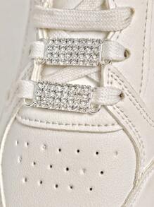 2 Peças Elegante decoração metálica vazada para sapatos com strass brilhantes e pérolas falsas, adequada para botas e tênis