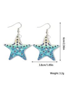1Pair Acrylic Starfish Drop Earrings Suitable For Women And Girls Summer Beach Vacation Accessories Jewelry