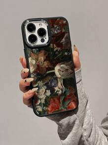 1pc Vintage Floral Pattern Soft Silicone Phone Case, Scratch-Resistant Compatible With Apple & Phones