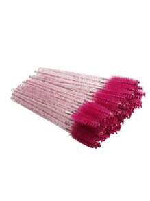 50/200pcs Disposable Mascara Wands, Nylon Bristle Eyelash Brush Spoolies, Unscented Eyebrow Extension Applicator With ABS Plastic Rod, Normal Skin Compatible - Pink And Black Wand Set