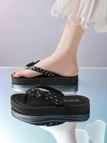 Sandals For Women,Summer New Simple And Elegant Bow,Flip Flops Women, Casual And Comfortable Anti Slip,Sandals,Summer Simple And Fashionable, Flip Flops, Black Sandals , Slippers , Outdoor Beach Soft And Lightweight - Black - View 7