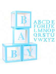 带字母的婴儿礼盒，适合婴儿洗澡，适合男孩或女孩的婴儿洗澡装饰，1 个字母盒/婴儿字母透明气球盒透明积木，适合生日派对、新娘送礼会、性别揭示（蓝色）婴儿洗澡家庭装饰礼物 25 厘米/30 厘米（不包括气球） - 藍色 - 查看 10