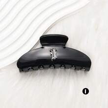 1 Piece Personalized Name Black Basic Vintage Letters Rhinestone Women Hair Claw Clip For Women - Black - View 10