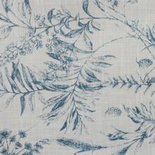 1pc Linen-Looking Blue Floral Print Curtain With White Ruffle Trim, Adjustable And Expandable Design, Adds Stylish Home Decor