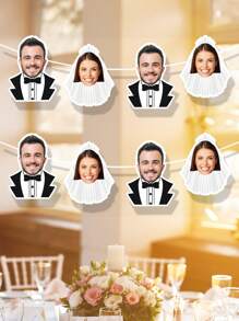 7/14/21 peças Faixas Personalizadas com Fotos do Noivo e da Noiva, Decorações de Faixas Personalizadas para Festa de Casamento, Padrões de Fotos Personalizadas do Noivo e da Noiva, Decorações para Chá de Panela, Chá de Casal, Despedida de Solteiro