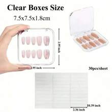 10PCS Press-On Nail Storage Acrylic Boxes With Adhesive Sheets Transparent Clear Nail Boxes Jewelry Storage Tool&Accessories