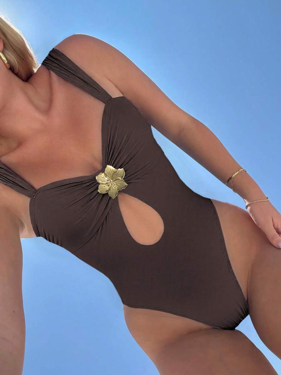 Women's Hollow Out Sexy Brown Jumpsuit