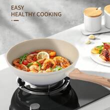 Non Stick Ceramic Cookware Set, Healthy Pot And Flat Bottomed Pot Set, Kitchen Cooking Set, With A Cool Handle To Keep It Cool, Ceramic Non Stick Stew Pot With Lid, White Granite Coating, Free Of PFOS/PFAS