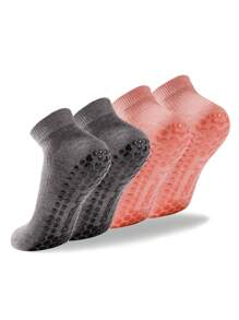 2 Pairs Deefly Women Anti-Slip Ankle Socks, Solid Color Suitable For Home, Hospital, Pregnant Women, Fitness, Pilates, Yoga