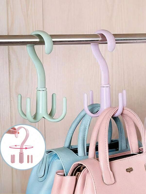 Tank Top Hanger, Durable Plastic Hangers, Swivel Belt Hanger Hooks, Designed For Hanging Tank Tops, Ties, Belts, Bags,Rotating Four Claw Hooks Household Multifunctional Coat Hooks Hanging Bag Tie Rack Closet No Punch Scarf Storage Racks.