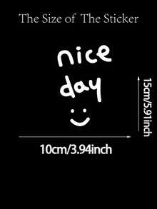 1 Piece, Slogan Mirror Decoration Sticker - White - View 7