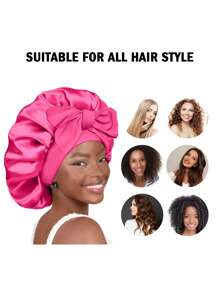 2 pezzi Bonnets da donna con cinturino elastico, in stile seta liscia, colore tinta unita, Bonnets in raso per la cura dei capelli, uso casuale e quotidiano