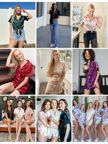 Silk Pajama Sets Womens 2 Piece Short Sleeve Sleepwear Soft Button Down Loungewear Satin Pjs Shorts Lounge Set S-XXL