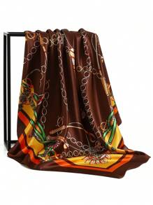 1 peça de cachecol moderno para todas as estações, cachecol quadrado estampado para mulheres, bandana feminina para uso diário, novo lenço de cabeça com proteção solar
