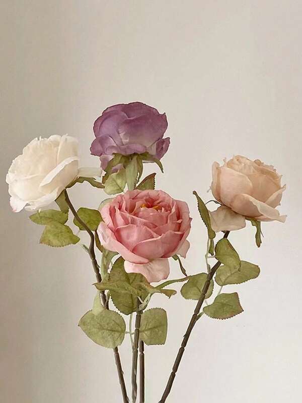 1/3/6pcs 19.7inch Long Stem Rose Artificial Flower, Burnt Rose, For DIY Flower Wall, Scene Layout, Living Room And Bedroom Vase Floral Art, Wedding, Party, Garden Decoration, Table Centerpiece, Home Decor,Room Decor,Bedroom Decor,Mother's Day Gifts, Birthday, Graduation Decoration, Back To School Season