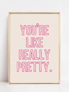 1幅装裱帆布墙画，“你真美”海报，现代风格，粉色浴室装饰，少女风墙面装饰，浴室墙画，可爱浴室装饰，家居装饰，房间装饰，少女风墙画，送给女孩的礼物