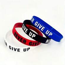 4-10pcs Motivational Silicone Bracelets, Suitable For Men And Women, Never Give Up Wristbands