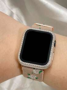 1pc Starlight Color Men Women Shiny Rhinestone Decor Fashionable Glamorous Anti-Fall 2 In 1 Ultra-Thin Tempered Glass Screen Protector Watch Case, Compatible With Apple Watch Case 38/40/41/42/44/45/46/49Mm, For Apple Watch Series Ultra/SE/11/10/9/8/7/6/5/4/3/2/1, Intelligent Watch Case Accessories