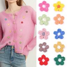 30pcs/Pack Colorful 5-Petal Flower Embroidered Patches, Cotton Thread Hand-Sewn Floral Patches For DIY Clothing, Pants, Socks, Hats And Fabric Decoration & Repair