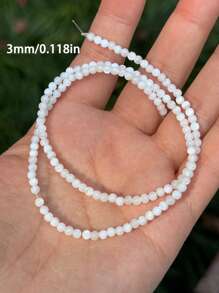 1 Peça Pérolas de Concha do Mar Natural, Contas Redondas de Concha de 3mm, 4mm, 5mm, Espaçadores Redondos de Concha para Fabricação de Joias, Suprimentos Artesanais para Colar, Pulseira, Anéis e Mais