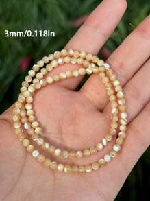 1 Peça Pérolas de Concha do Mar Natural, Contas Redondas de Concha de 3mm, 4mm, 5mm, Espaçadores Redondos de Concha para Fabricação de Joias, Suprimentos Artesanais para Colar, Pulseira, Anéis e Mais