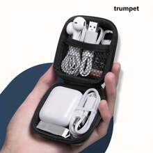 Organizador de bolsa de auriculares Eva de Apple, bolsa organizadora de cables, bolsa de almacenamiento de unidades flash USB y tarjetas SD Harger, estuche con cierre de cremallera resistente a golpes, bolsa accesorios de auriculares, bolsa accesorios de teléfono