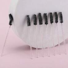 200支一次性睫毛膏刷，睫毛眉刷，粉色手柄，黑色刷毛 - 彩色 - 查看 3
