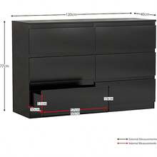 Denver Drawer Chests (Black, 6 Drawer) - Black - View 3