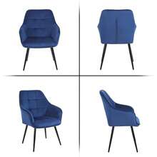 Simpa 2PC Dark Grey Velvet Modern Contemporary Tub Accent Dining Chairs - Blue - View 5