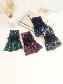 5/3/1 双女士蕾丝花镂空袖口、假袖装饰、腕套、露指手套、新娘手套、派对礼服配饰 - 白色 - 查看 6